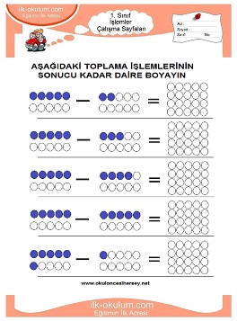 Çocuklar İçin toplam işlemi yaprak testleri 